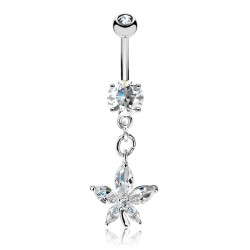 Piercing nombril fleur 73 - Gris cinq pétales