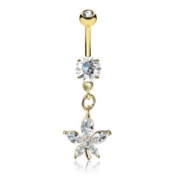 Piercing nombril fleur 73 - Jaune cinq pétales