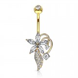 Piercing nombril fleur 47 - Deluxe vague jaune