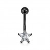 Piercing nombril cristal étoile noir (40)