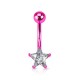 Piercing nombril cristal 40 - Plaqué titane rose étoile