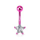 Piercing nombril cristal 40 - Plaqué titane rose étoile