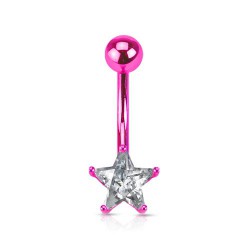 Piercing nombril cristal 40 - Plaqué titane rose étoile