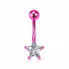 Piercing nombril cristal 40 - Plaqué titane rose étoile