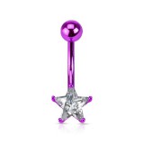 Piercing nombril cristal 40 - Plaqué titane lilas étoile