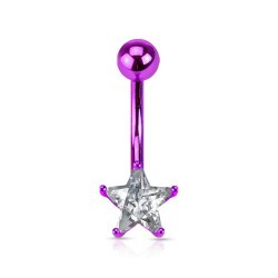Piercing nombril cristal 40 - Plaqué titane lilas étoile