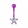 Piercing nombril cristal 40 - Plaqué titane lilas étoile