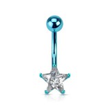 Piercing nombril cristal 40 - Plaqué titane lilas bleu-clair