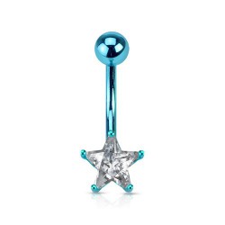 Piercing nombril cristal 40 - Plaqué titane lilas bleu-clair