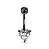 Piercing nombril cristal 41 - Plaqué titane noir coeur