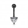 Piercing nombril cristal 41 - Plaqué titane noir coeur
