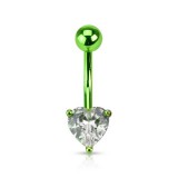 Piercing nombril cristal 41 - Plaqué titane vert-pomme coeur