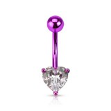 Piercing nombril cristal 41 - Plaqué titane lilas coeur
