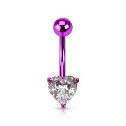 Piercing nombril cristal 41 - Plaqué titane lilas coeur