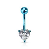 Piercing nombril cristal 41 - Plaqué titane bleu-clair coeur