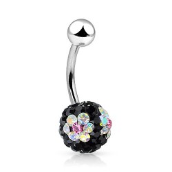 Piercing nombril cristal 22 - Férido flower noir