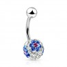 Piercing nombril cristal 22 - Férido flower bleu