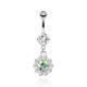 Piercing nombril cristal 32 - Fleur pendante aurora