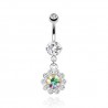 Piercing nombril cristal 32 - Fleur pendante aurora