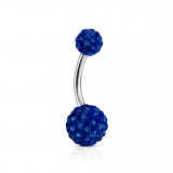 Piercing nombril cristal 13 - Double férido bleu