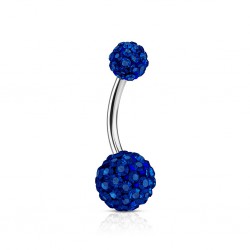 Piercing nombril cristal 13 - Double férido bleu