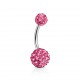 Piercing nombril cristal boule double rose (13)