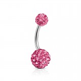 Piercing nombril cristal 13 - Double férido rose