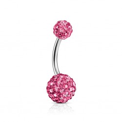 Piercing nombril cristal 13 - Double férido rose