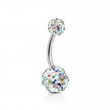 Piercing nombril cristal 13 - Double férido noir