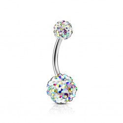 Piercing nombril cristal 13 - Double férido noir