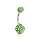 Piercing nombril cristal 13 - Double férido vert-pomme