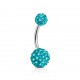 Piercing nombril cristal 13 - Double férido bleu-clair
