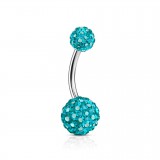 Piercing nombril cristal 13 - Double férido bleu-clair