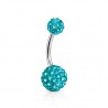 Piercing nombril cristal 13 - Double férido bleu-clair