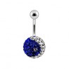 Piercing nombril cristal 25 - Férido yin yang bleu