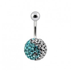 Piercing nombril cristal 25 - Férido yin yang bleu-clair
