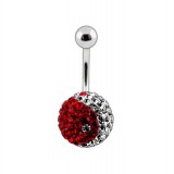 Piercing nombril cristal 25 - Férido yin yang rouge