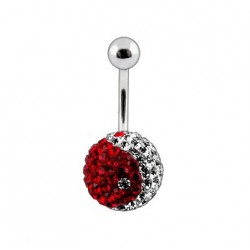 Piercing nombril cristal 25 - Férido yin yang rouge