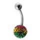 Piercing nombril cristal 46 - Férido rasta boule