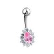 Piercing nombril cristal 19 - Goutte multistrass rose