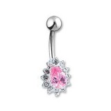 Piercing nombril cristal 19 - Goutte multistrass rose