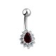 Piercing nombril cristal goutte centrale multistrass rouge (19)