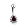 Piercing nombril cristal goutte centrale multistrass rouge (19)