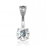 Piercing nombril cristal 02 - Double rond transparent