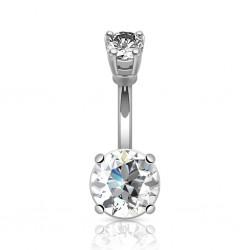 Piercing nombril cristal 02 - Double rond transparent
