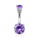 Piercing nombril cristal 02 - Double rond lilas
