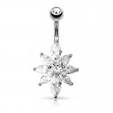 Piercing nombril cristal 09 - Fleur A grise