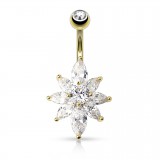 Piercing nombril cristal 09 - Fleur A jaune