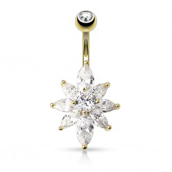 Piercing nombril cristal 09 - Fleur A jaune