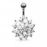 Piercing nombril cristal 10 - Fleur B gris